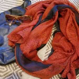 Orange and navy lightweight neck scarf oversized